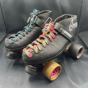 Vintage Riedell Carrera Speed Roller Skates Size 8 BLACK Model 105B